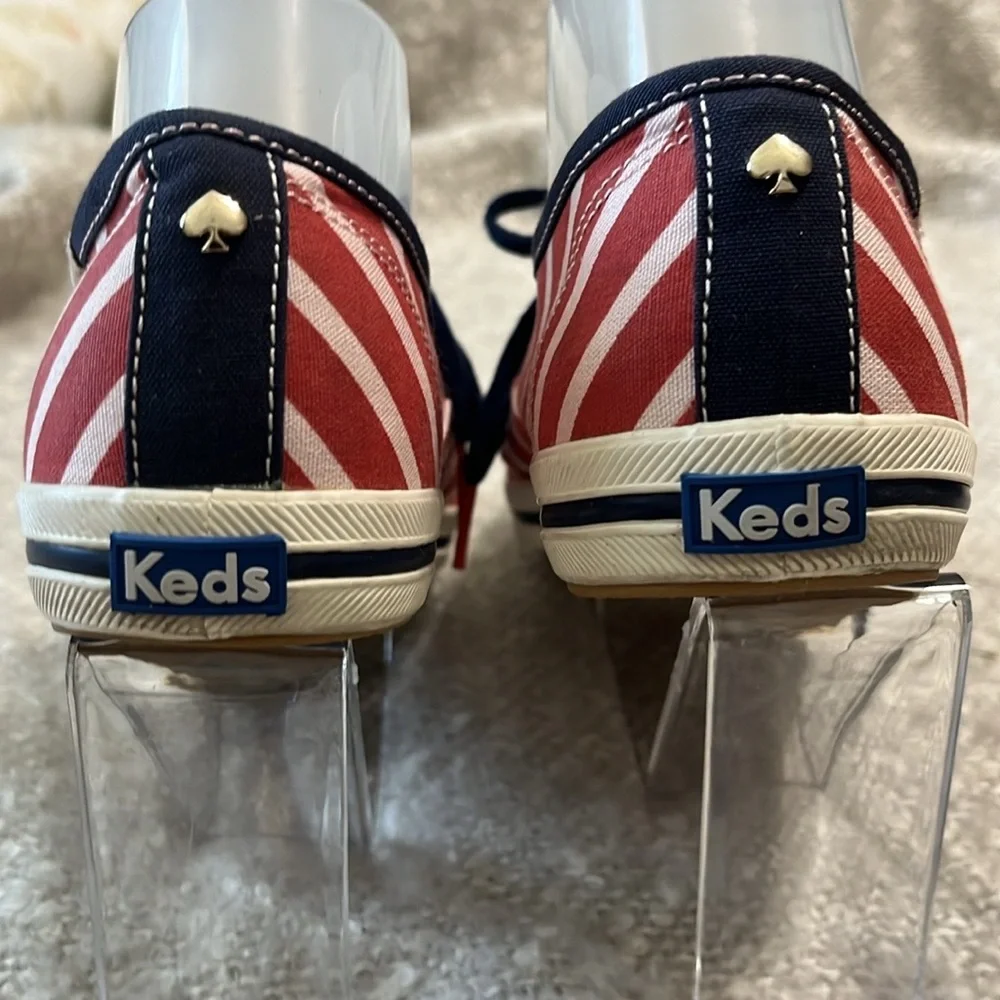 Kate Spade Keds Lace-up Canvas Sneaker Red White Stripes Size‎ 9